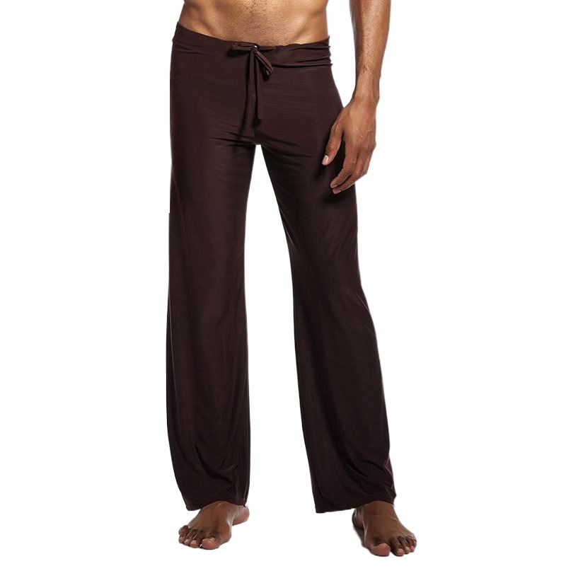 Picture of Men's Home Sleep Pants for Foreign Trade, Solid Color, Drawstring, Loose, Casual, Versatile, Ice Silk Polyester, Plus Size, Long Pants for Home Leisure