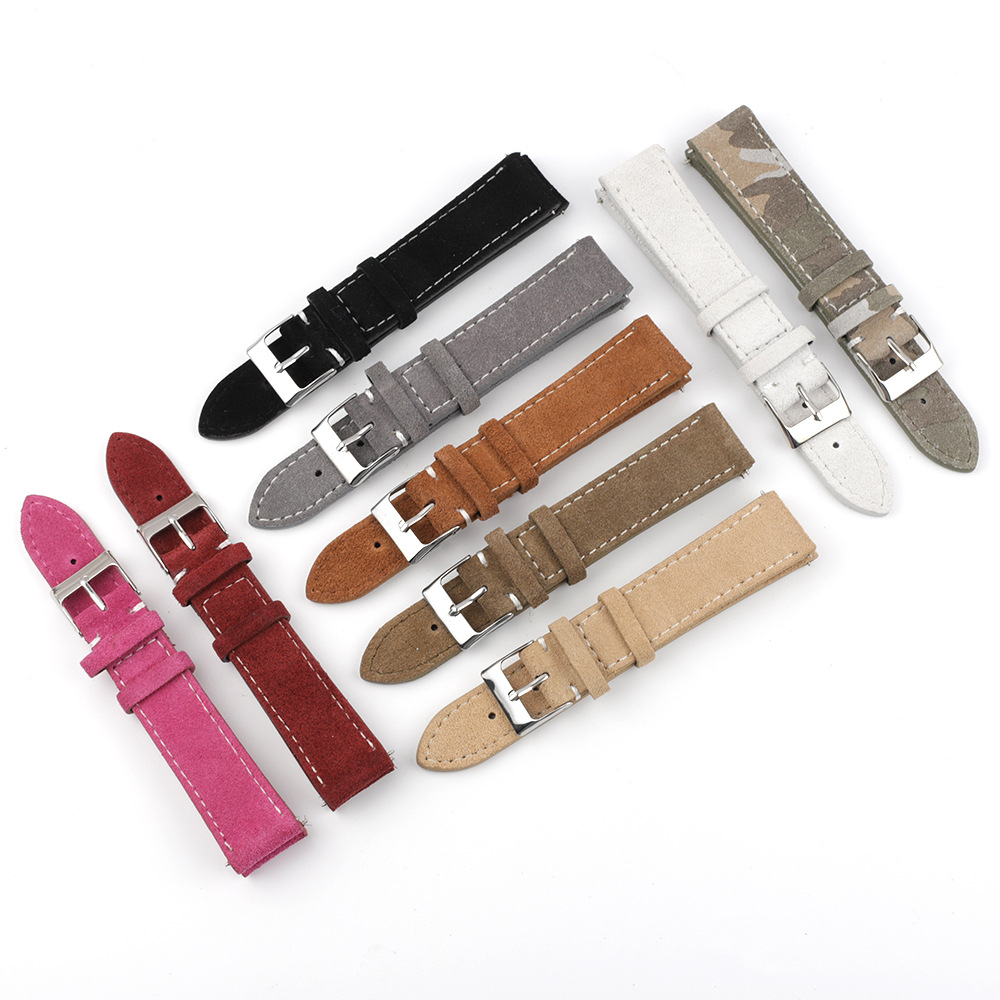 New handmade retro double-sided suede leather strap 18 20 22 24mm leather strap factory spot