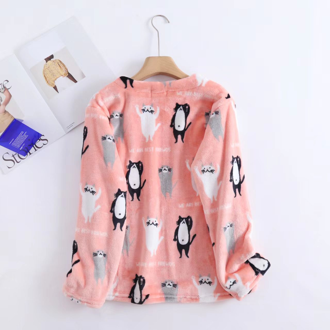 Picture of Thickened Warm Flannel Parent-Child Mother-Daughter Mother-Child Pajamas Pajamas Home Suit