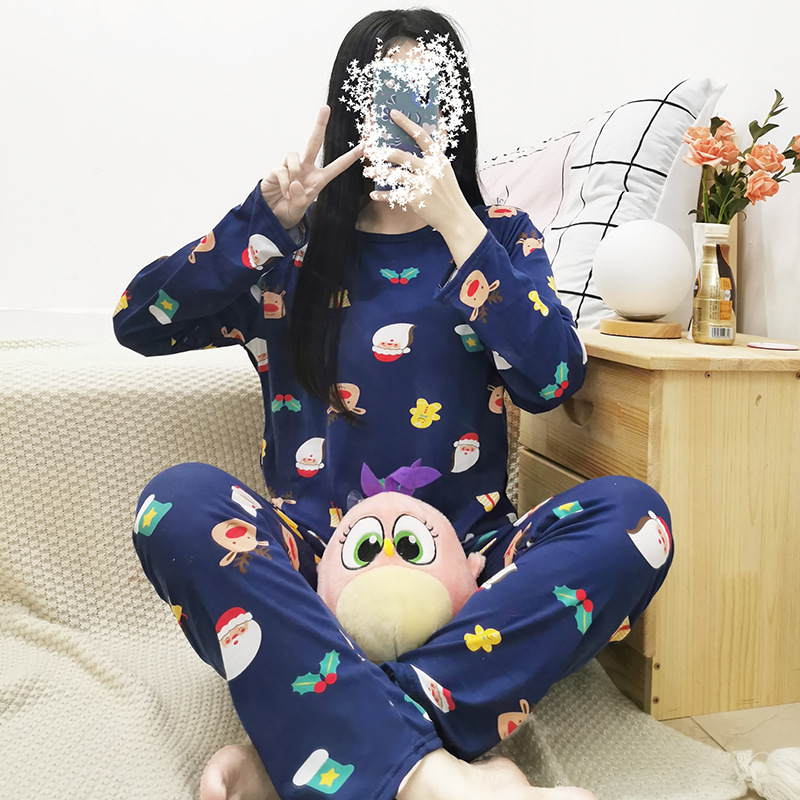 Picture of Factory Clearance Welfare Spring and Autumn Pajamas Women's Casual Comfortable Lady Style Long Sleeve Trousers Two-Piece Home Clothes