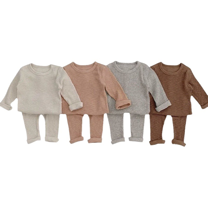 ins style baby pit elastic comfortable underwear suit boys and girls baby autumn and winter home pajamas bottoming autumn clothes
