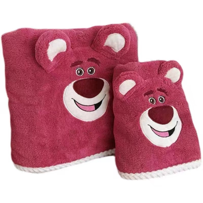 Picture of Household Cartoon Strawberry Bear Embroidered Water Absorbent Quick-drying Towel Hair-free Soft Water Absorbent Bath Towel suit