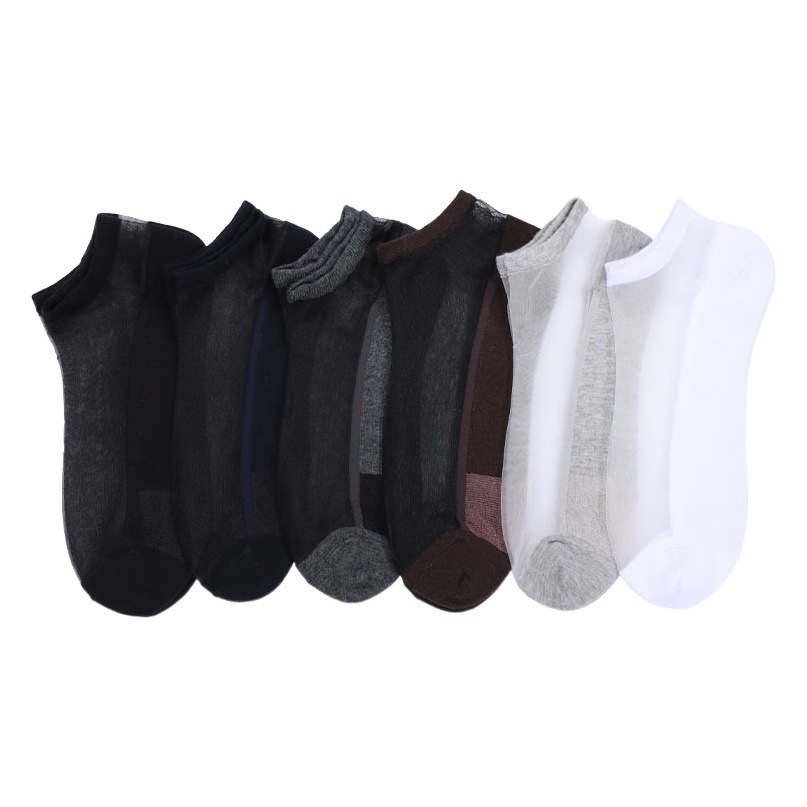Socks Men's Summer Thin Transparent Breathable Men's Socks Short Boat Socks Casual Crystal Stockings Glass Silk Socks Wholesale