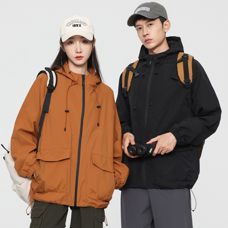 Picture of New Outdoor Hooded Jacket Three-proof Couple Mountaineering Suit Jacket Men's Mountain Style Hong Kong Style Jacket Travel Jacket