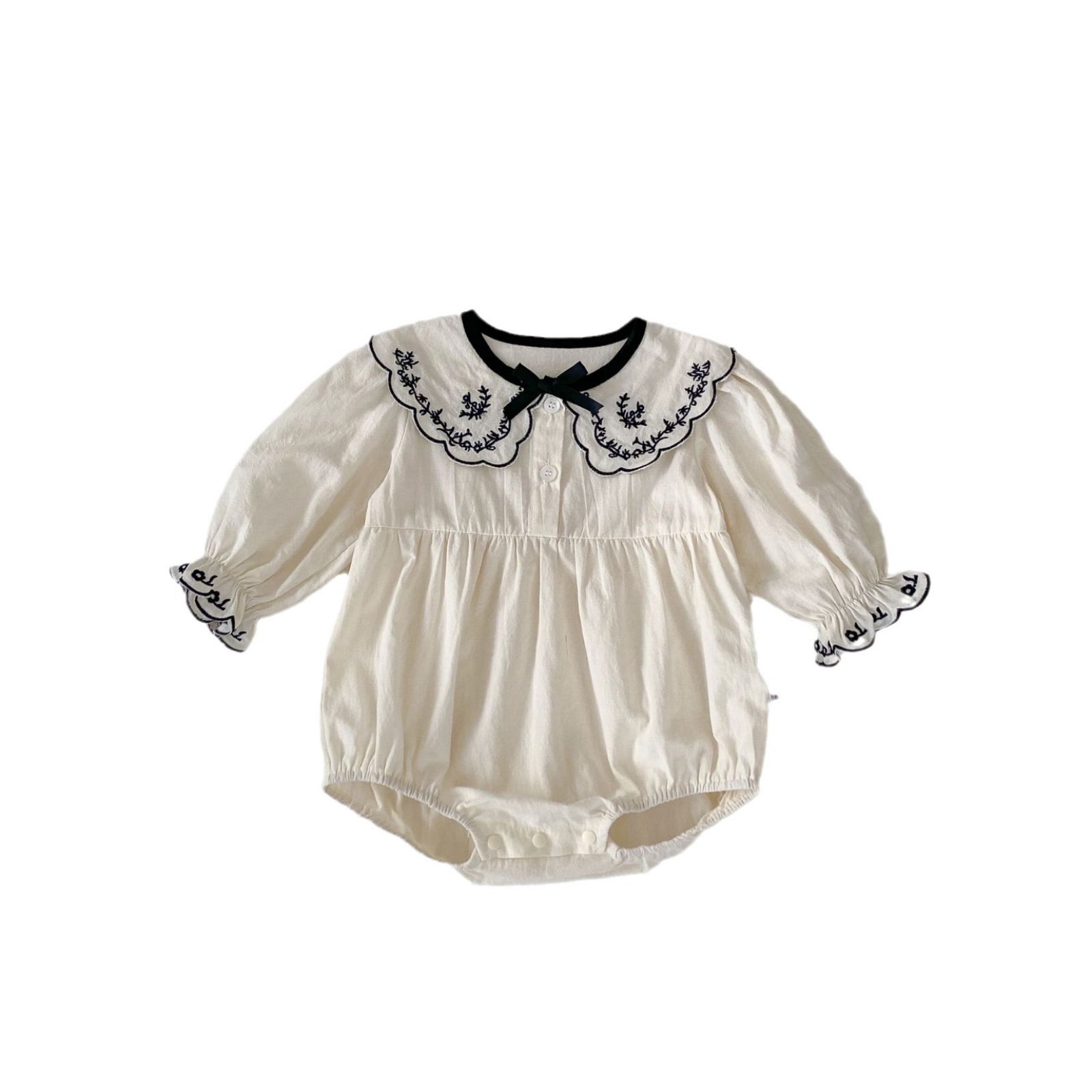 Picture of Autumn New 1-3 Years Old Baby Girl Baby Clothes Embroidered Contrast Color Long Sleeve Harper Simple Outfit Jumpsuit