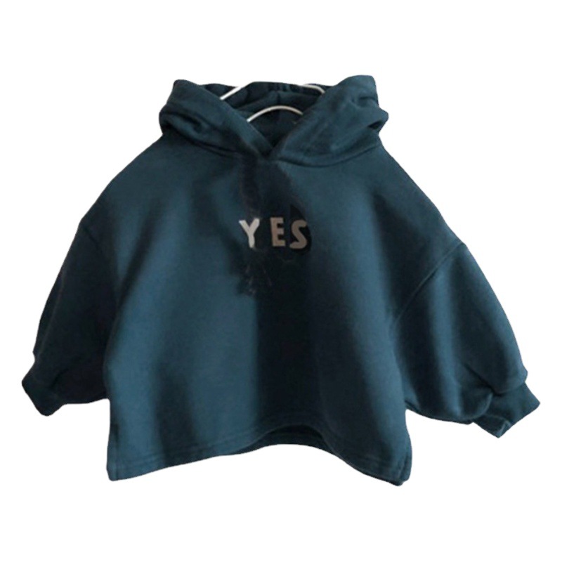 Autumn Children's Sweatshirt for Boys and Girls, Korean Style Casual Letter Print Hooded Fleece Children's Top