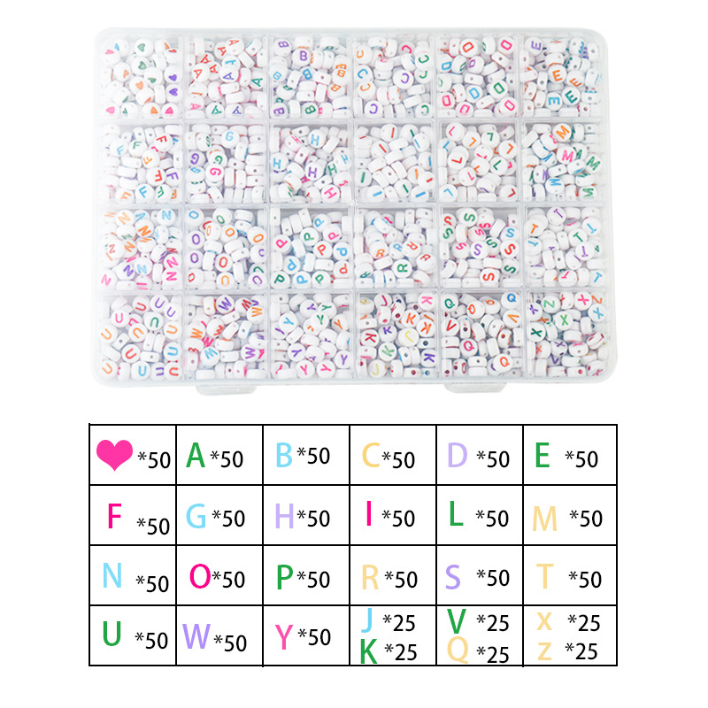 Picture of Amazon Hot Sale 24 Grid Multi Style Letter Beads Boxed Color Beads Handmade Set with Accessories diy Material