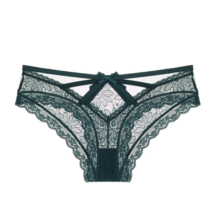 Picture of French Style Sexy Bow Romantic Lace Ultra-thin Breathable Comfortable Women's Low Waist Briefs