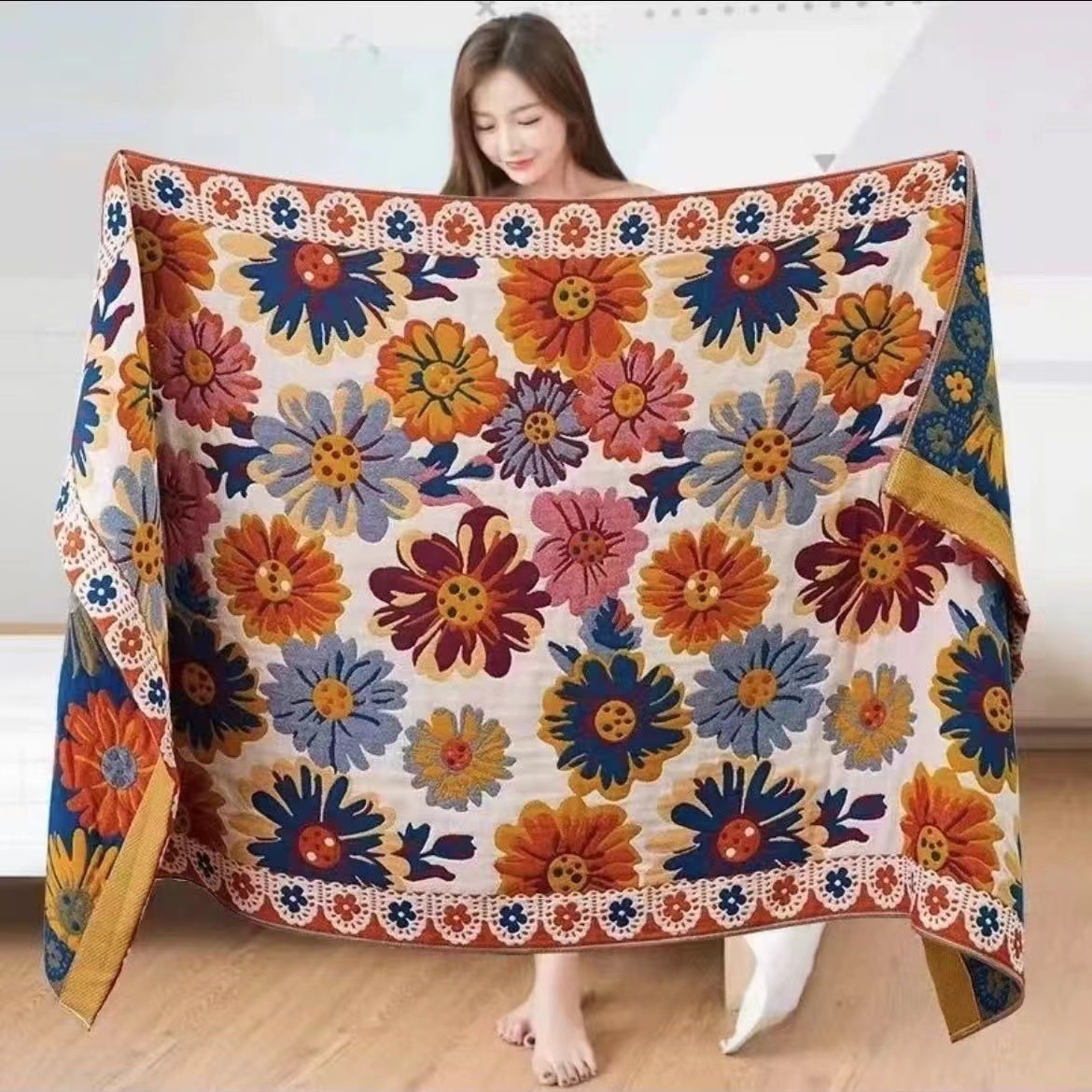 Gauze Bath Towel Household Men and Women Adult Bath Towel Soft Large Wrap Towel 80*160 Four-layer Beach Towel