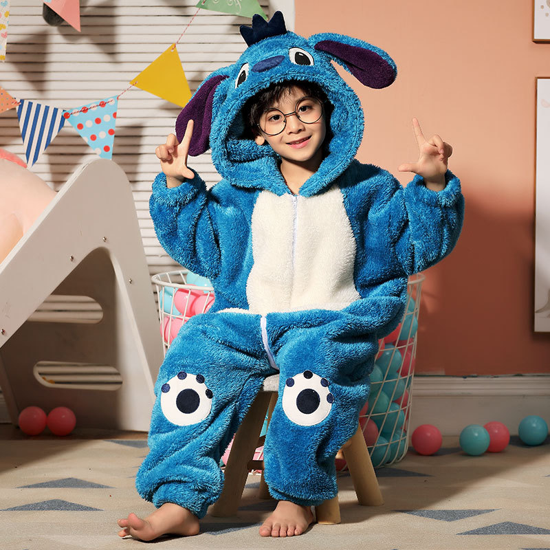 Picture of Funny Clothes Children's One-piece Pajamas Parent-child Clothes Boys Family of Three or Four Sullivan Winter fleece-lined One-piece Clothes