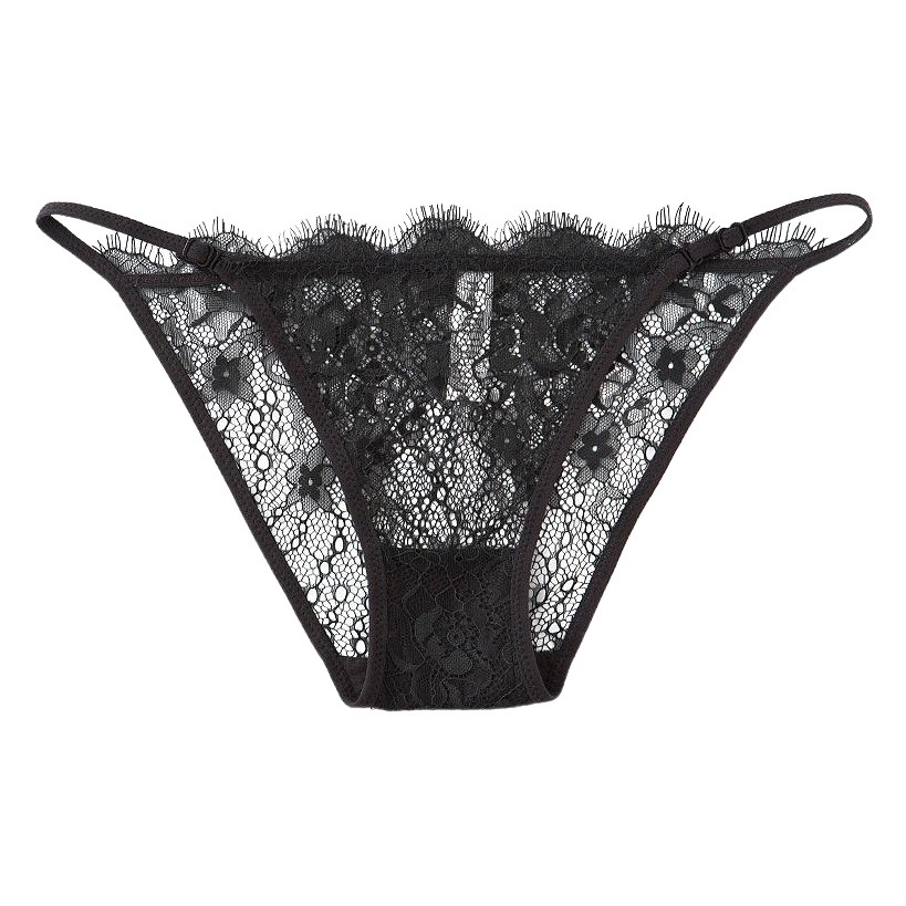 Popular Eyelash Lace One Thread Thin Strap Sexy Panties Transparent Hollow Cotton Sexy Ladies Lace Panties