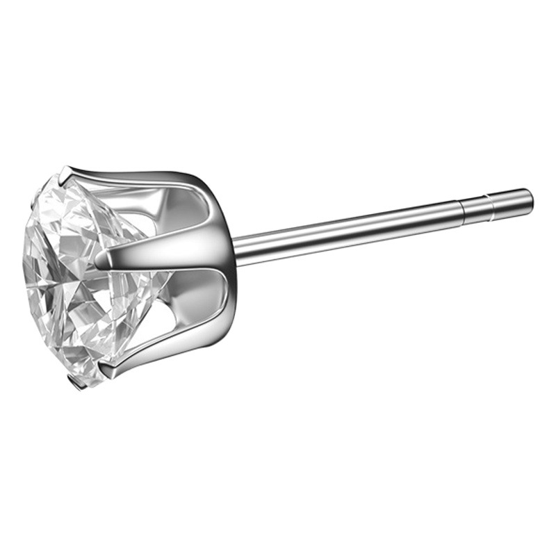 Stainless Steel Six-claw Crown Zircon Earrings Women's Classic Six-claw Gold-plated Earrings 4mm