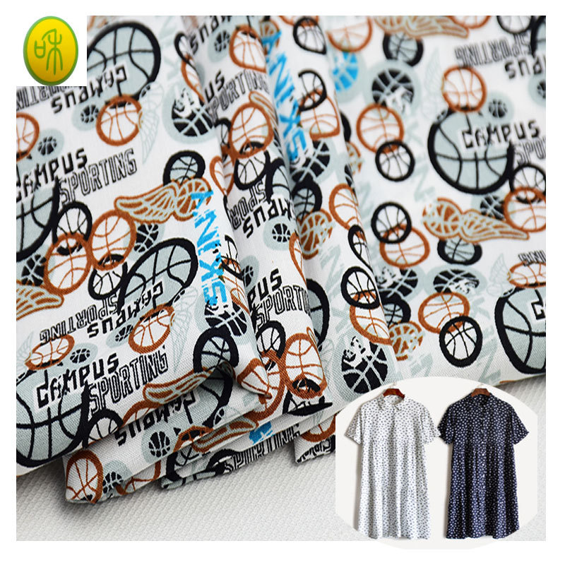 100% Rayon Printed Fabric Spring and Summer Women Dress Kids Wear Fabric