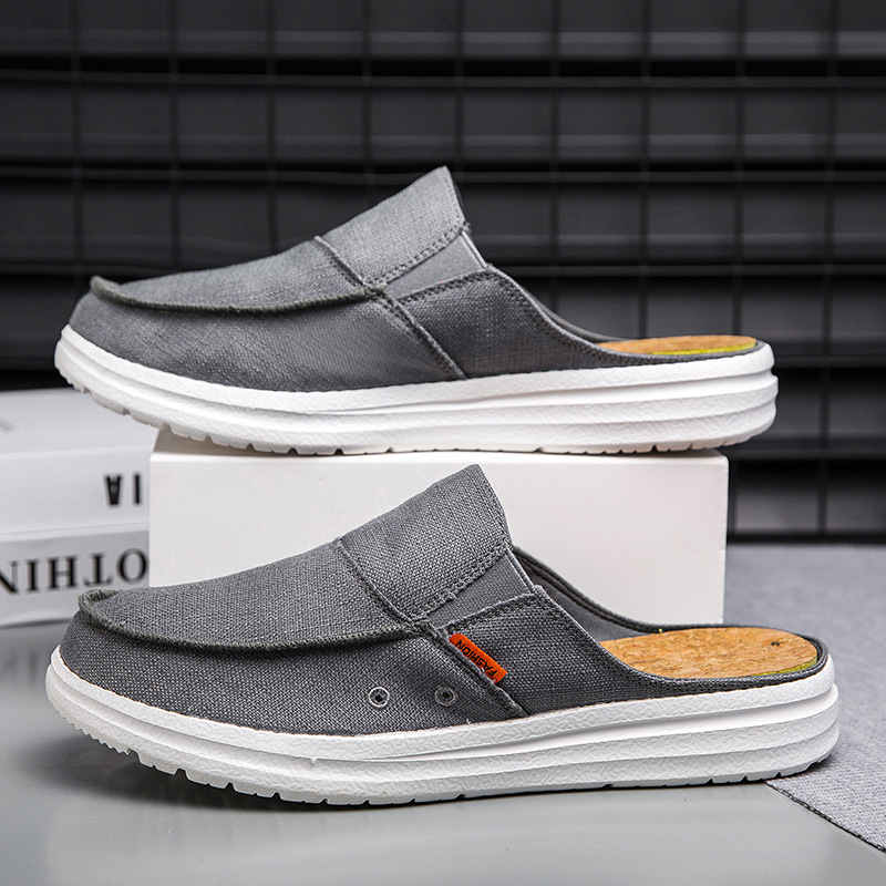 Foreign Trade Summer Canvas Toe Slippers for Men, Lightweight Men's Casual Shoes, Cross-Border Temu Slip-On Cloth Shoes for Men