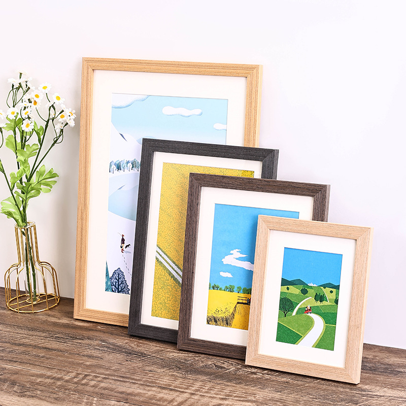Picture of Solid wood photo frame mounting picture frame wall hanging A3 inch 16 decoration a4 inch 4 open 8K puzzle frame creative photo wall wooden