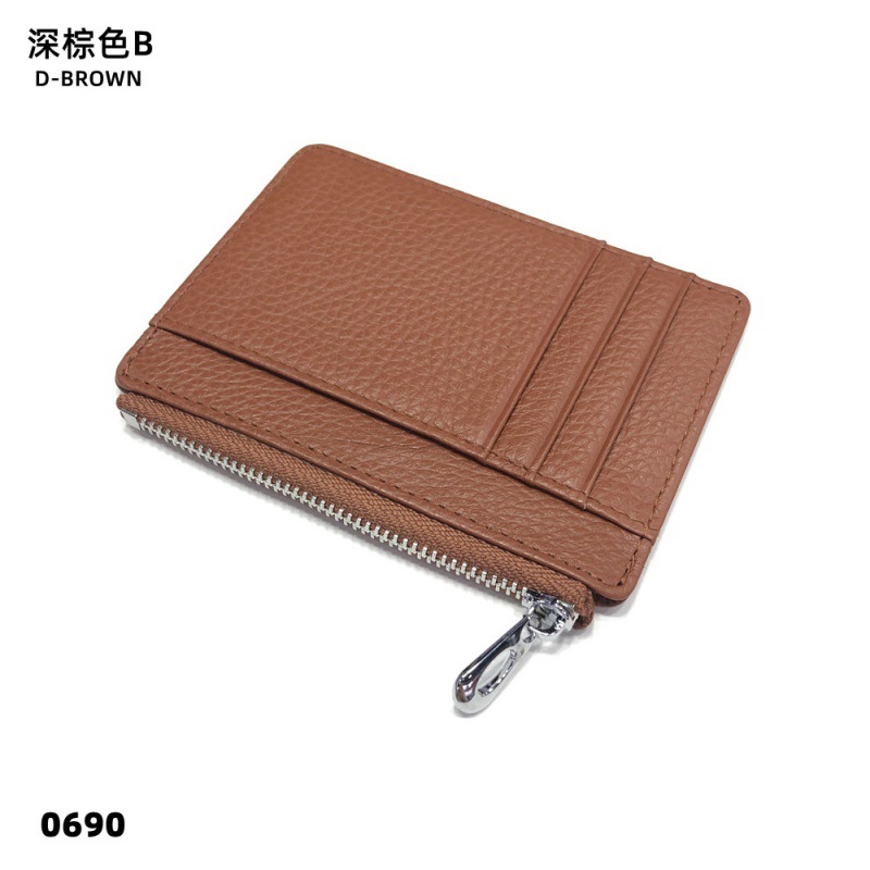 Picture of Ultra-thin Genuine Leather Zipper Coin Purse Card Holder Fashionable Large Capacity Double-sided Bank Card Id Card Holder Leather Card Holder