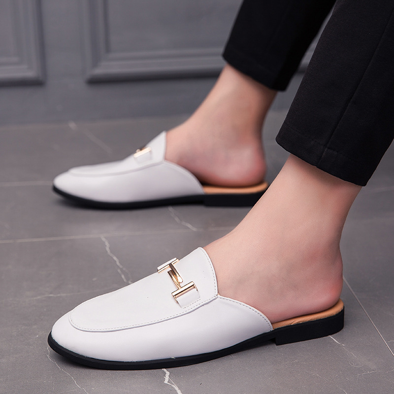Fitting Room Closed-Toe Half-Slip Men's 2025 Summer New Style No-Strap Sandals British Style Lazy Shoes Outdoor Sandals