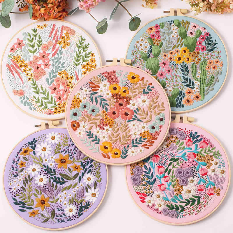 2024 New Flower Flower Group embroidery diy material package kit semi-finished products cross-border English Suzhou embroidery Hunan embroidery handmade