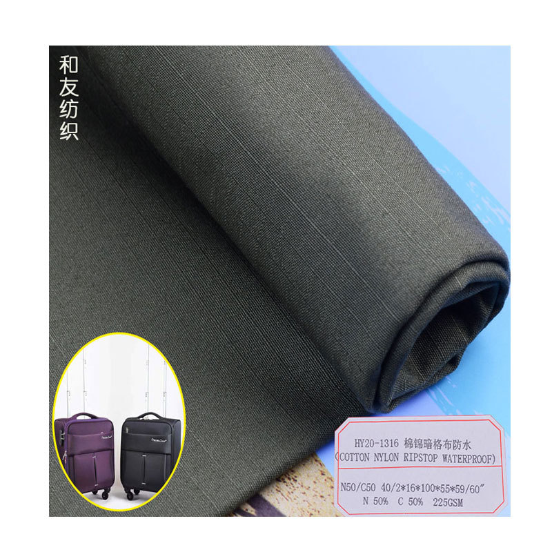 Cotton Brocade 50/50 Plaid Fabric 202Gsm Waterproof Dark Plaid Fabric Special Uniform Tent Suitcase Fabric
