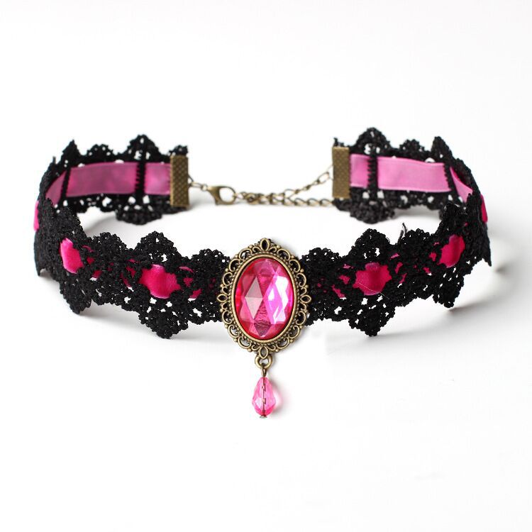 Picture of European and American Cross-Border Best-Selling Necklace Gothic Retro Punk Choker Lace Necklace Braided Choker Clavicle Chain for Women
