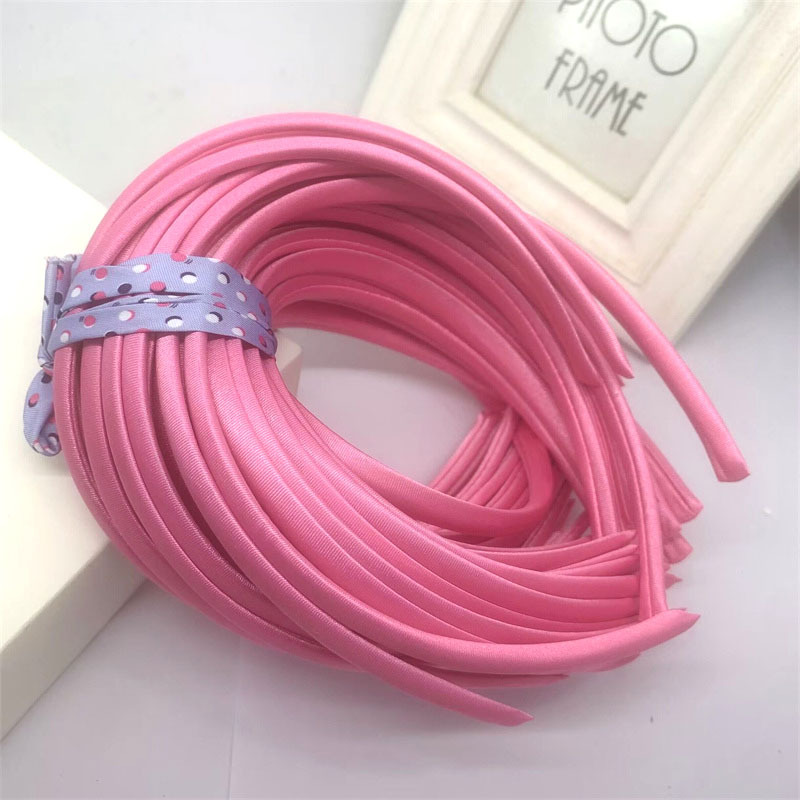 Picture of 10mm Candy-Colored Cloth-Wrapped Thickeneded Headband DIY Hairband Material Hair Accessories 1cm Satin Set Cloth Headband