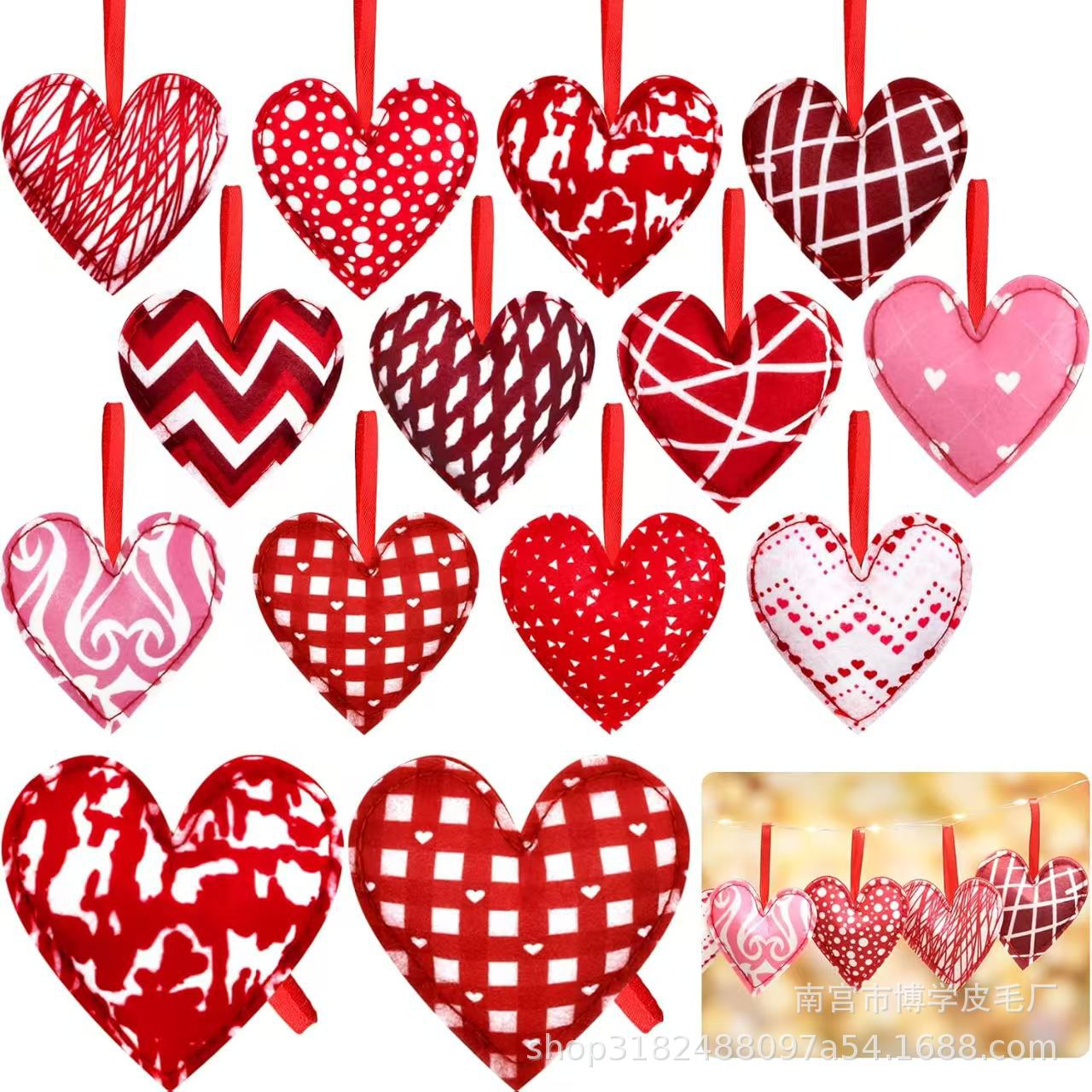Cross-border Valentine's Day felt love felt cotton-filled decoration love holiday party pendant flag