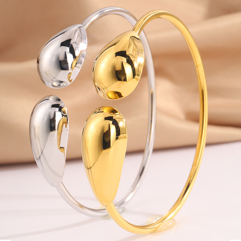 Chinese Style Open Line Titanium Steel Bracelet for Women Simple Electroplated Wire Diameter Non-Fading 18K Gold Bracelet Jewelry