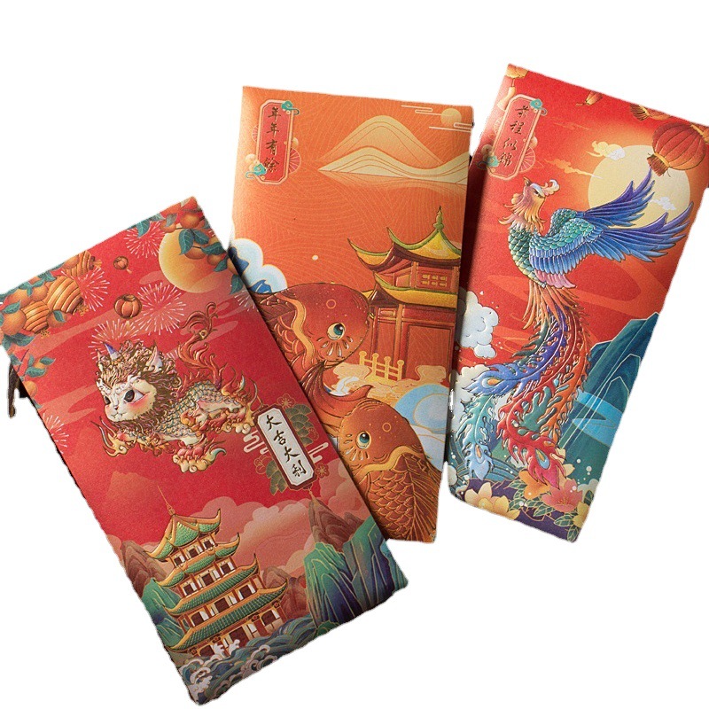 Year of the Snake Classy National Trend Red Envelope for the New Year and Spring Festival, Creative Personalized Bronzing Red Envelope Bag, Gift Red Envelope
