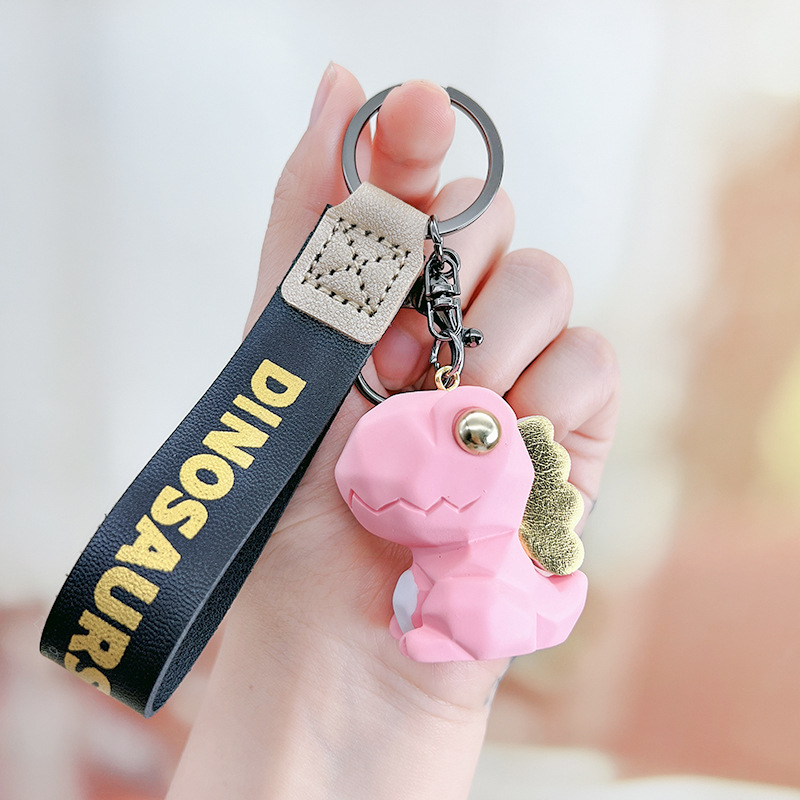 Picture of Nordic Style Creative Faceted Dinosaur Keychain Pendant Couple Car Bag Small Doll Keychain Creative Design