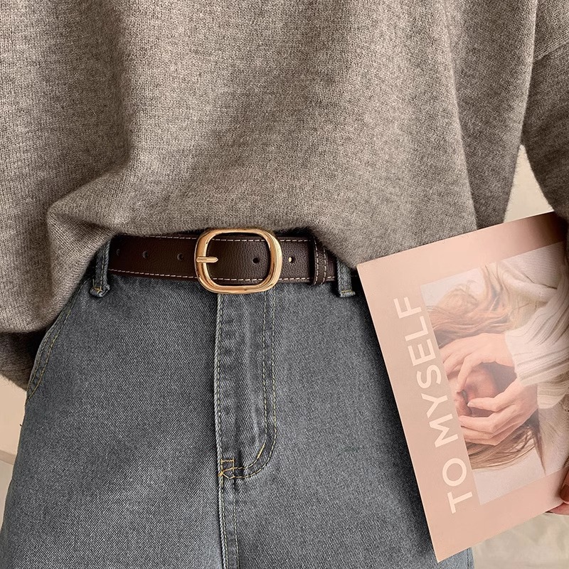 Women's Brown Belt Summer Versatile Ins Style Black Decorative Belt for Pants Men's 2025 New Model
