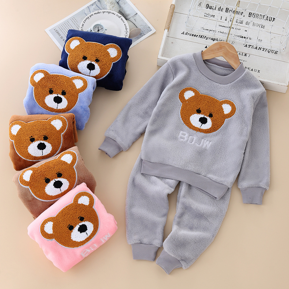 Picture of Baby Winter Pajamas Set 2025 New Baby Kidsren's Clothing Boys and Girls Autumn and Winter Flannel Home Clothes Trendy