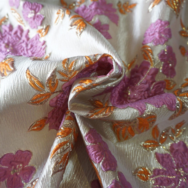 New spring and autumn two-color flower relief yarn-dyed vintage jacquard fabric women's dresses dresses luggage and clothing