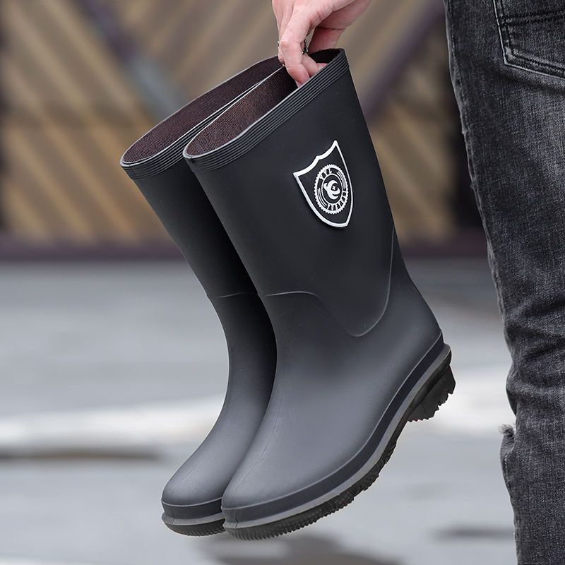 Picture of Rain boots 39-48 size medium simple waterproof drawstring extra large size men's and women's medium warm waterproof fleece-lined detachable non-slip women's boots