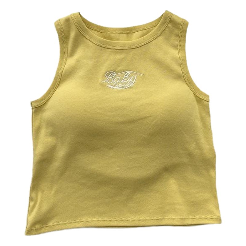 Hot Girl Korean style cotton embroidered letter beauty back vest one-piece chest pad wrapped chest anti-exposure short top for women