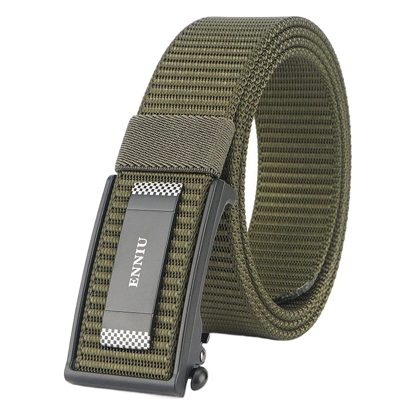 High-Performance Sports Outdoor Belt Men's Canvas Belt Automatic Buckle Young Students Smooth Buckle Casual Nylon Trouser Belt