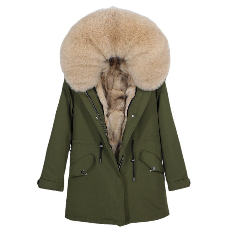 Picture of Parker Women's 2025 New Popular Fur Winter Detachable Fox Fur Liner Mid-Length Fur Outwear for Women