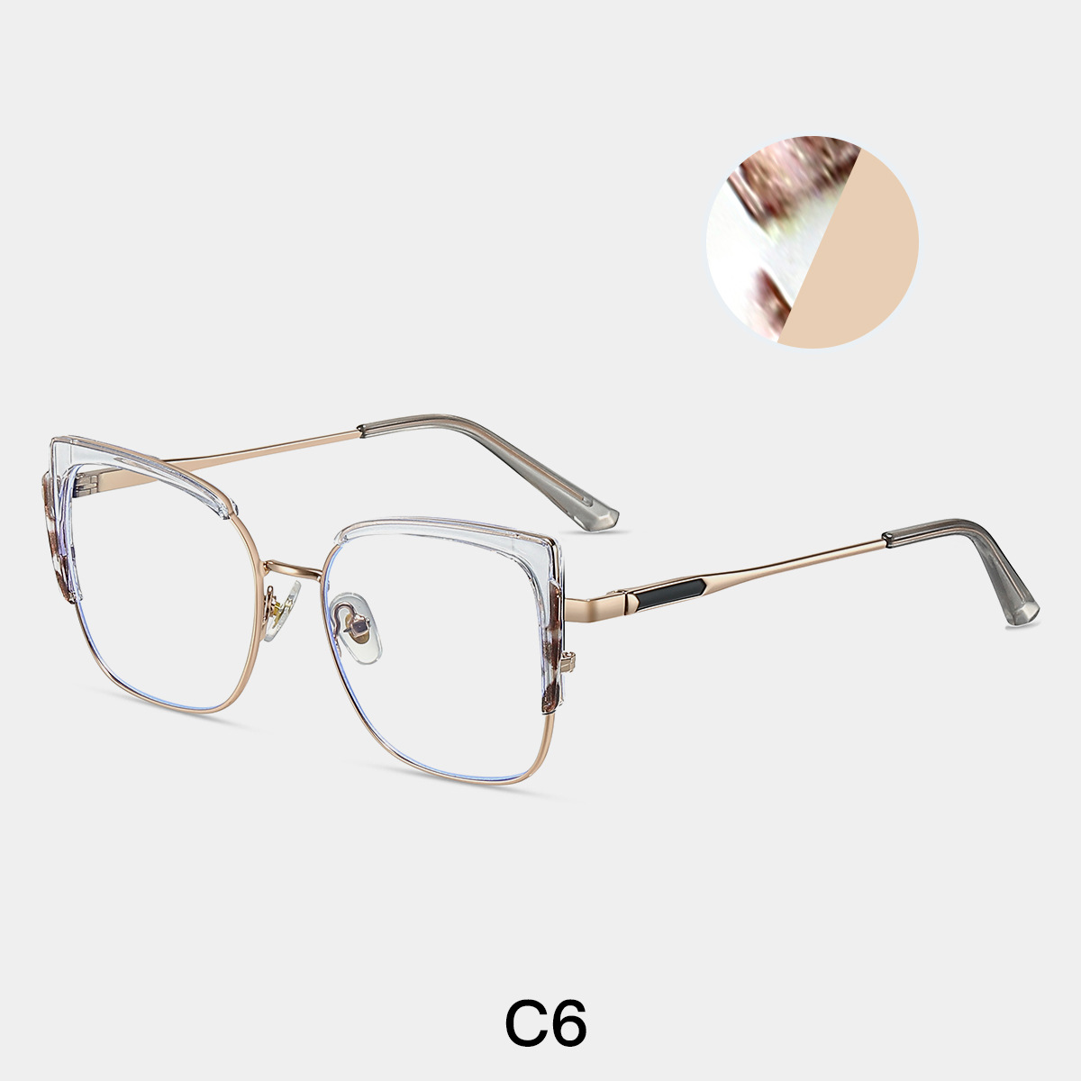 Picture of 87327TR90 Metal Glasses Frame Square Glasses Frame Anti-blue Glasses Frame Ins Trendy Hot Selling Glasses Frame