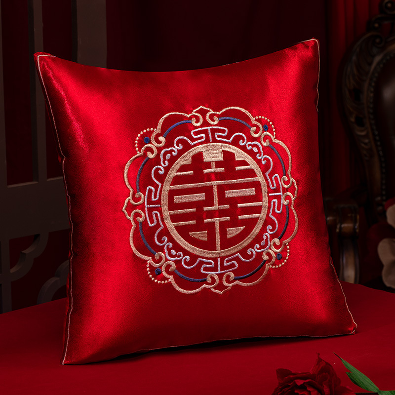 Picture of Wedding pillow a pair of red XI-shaped sofa cushion wedding supplies collection wedding room wedding festive wedding pillow
