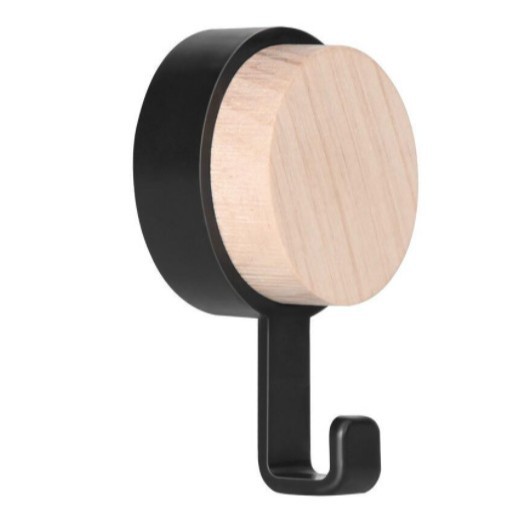 Picture of Wooden Round Head Hook Multi-Functional Household Nail-Free Sticking Hook Strong Load-Bearing Creative Hook Door Hook Hook
