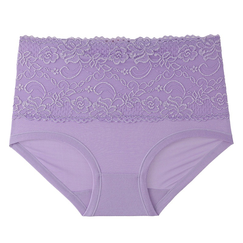 [4 Pack] plus fat breathable underwear cross-border European and American briefs lace high waist belly underwear manufacturers wholesale