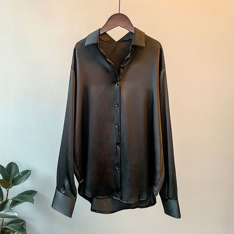 Picture of Long sleeve satin shirt women's design 2023 Spring and Autumn new versatile draping retro Hong Kong style shirt top
