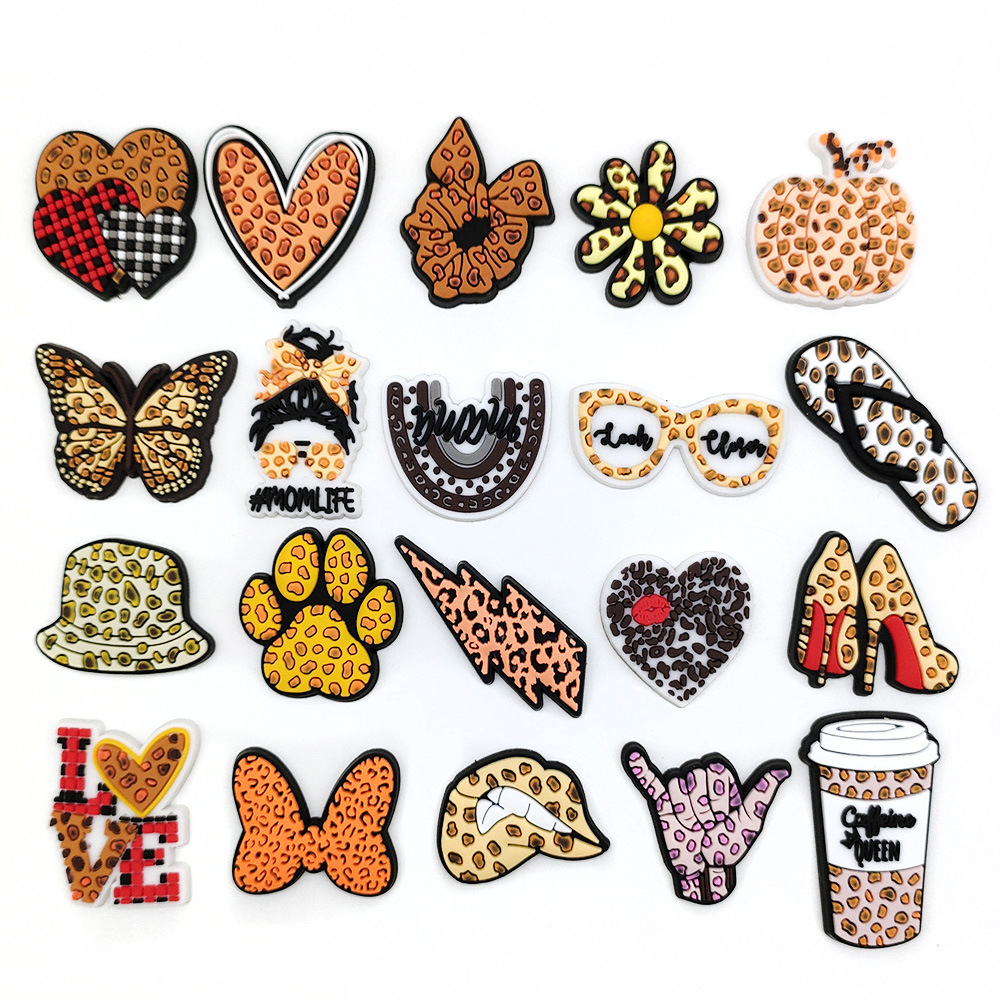Leopard print design bow personality trendy hole shoes shoes flower decoration personality garden shoes accessories accessories non-mainstream