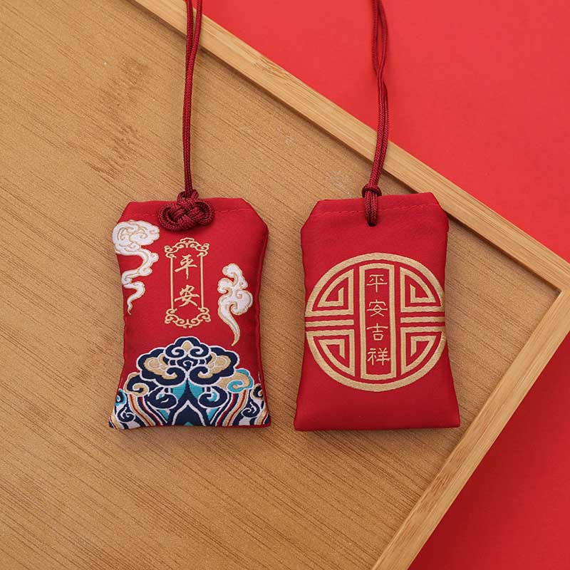 Picture of Wholesale Hanging Neck Chinese Embroidery Prayer Bag Small Purse Brocade Sachet Amulet Lucky Bag Guard Sachet Empty Bag