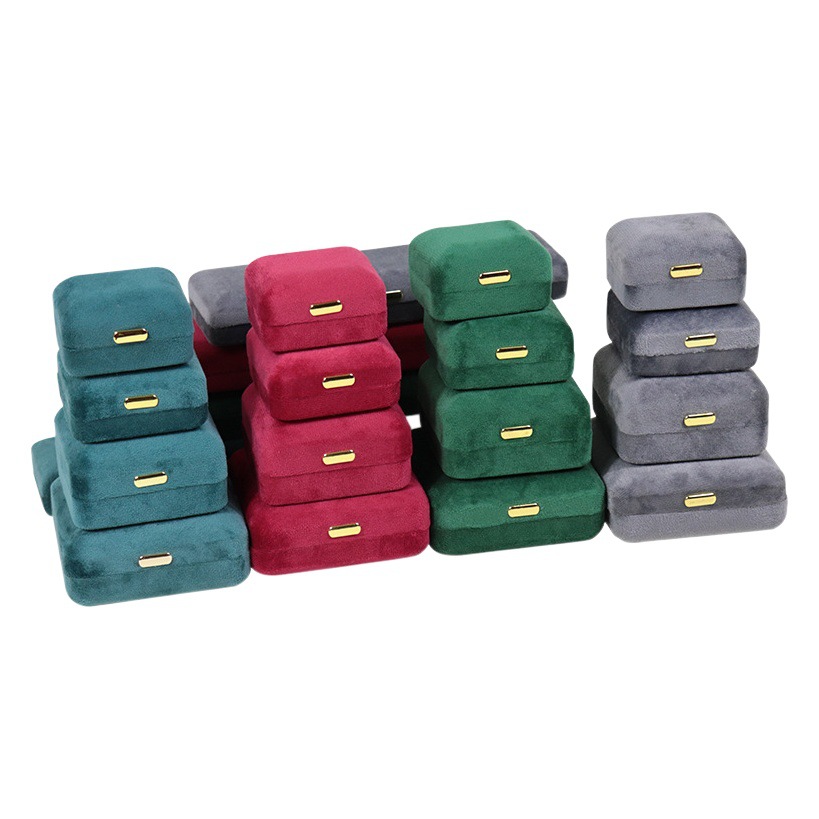 Rounded Gold Buckle Jewelry Jewelry Box Delicate Velvet Ring Box Necklace Box Bracelet Box Iron Jewelry Packaging Box