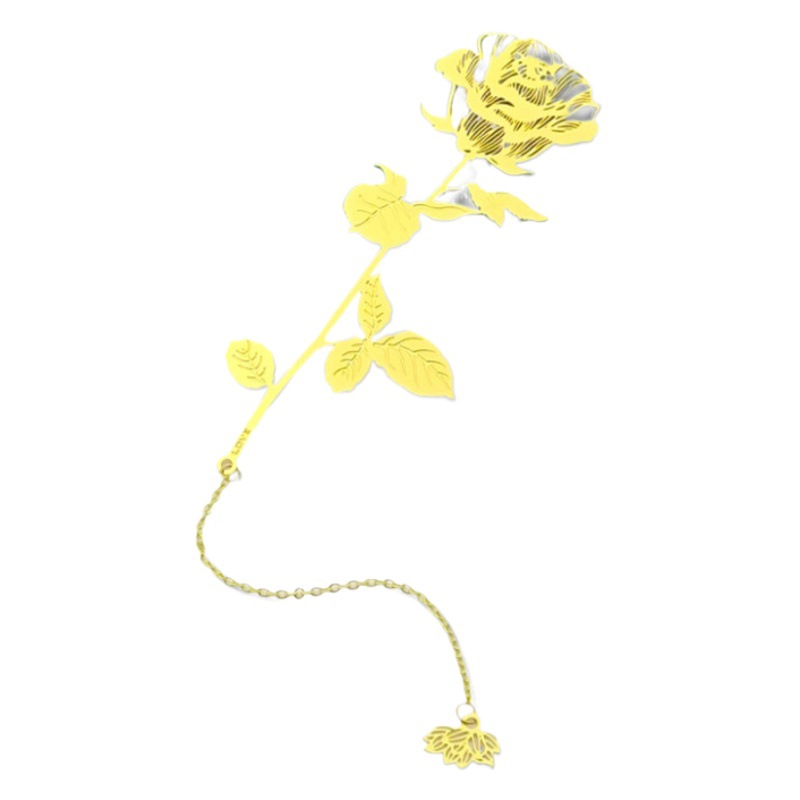 Valentine's Day Exclusive Gift High-end Golden Rose Hollow LOVE Flower Bookmark Chinese Style Art Gift