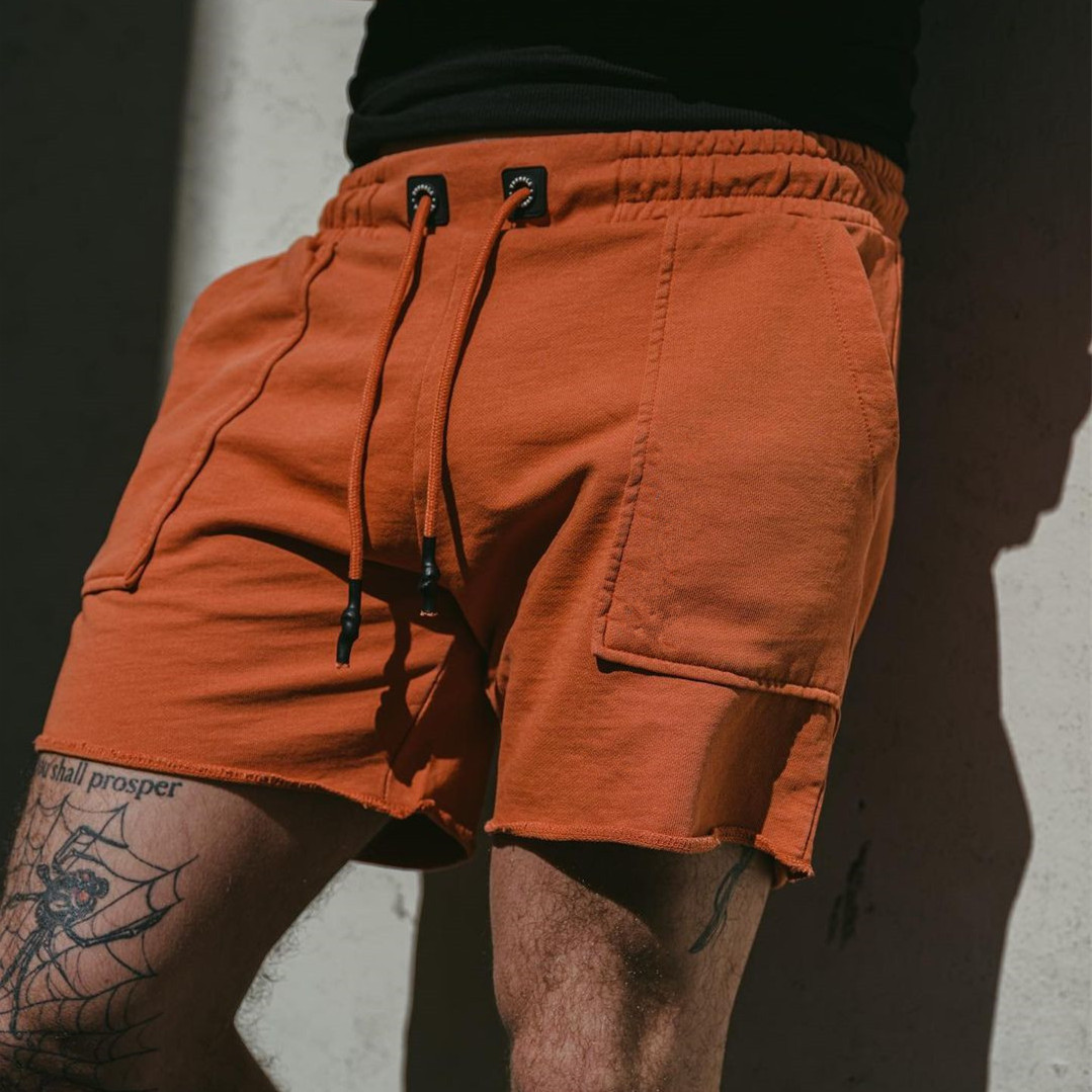 Muscle Fitness Training Shorts Men's Summer Loose Terry Sports Casual Running Quarter Drawstring Pants Breathable and Versatile