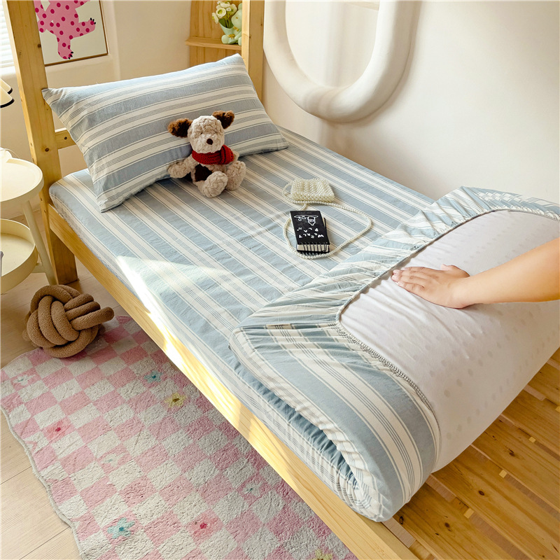 Cotton yarn-dyed washed cotton bed hat cotton student dormitory bed hat two-piece set 0.9m mattress protective cover wholesale a