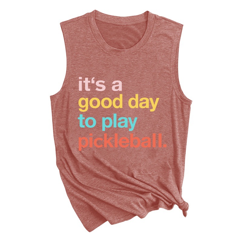 Amazon Wish Independent Station Loose Casual It's a Good Day to Play Fashionable Round Neck Vest