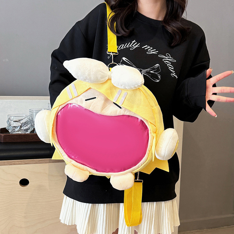 Picture of Japanese-Style Transparent Pain Bag Series Cartoon Doll Bag for Women, Large Capacity, Fashionable and Trendy Two-Dimensional Backpack