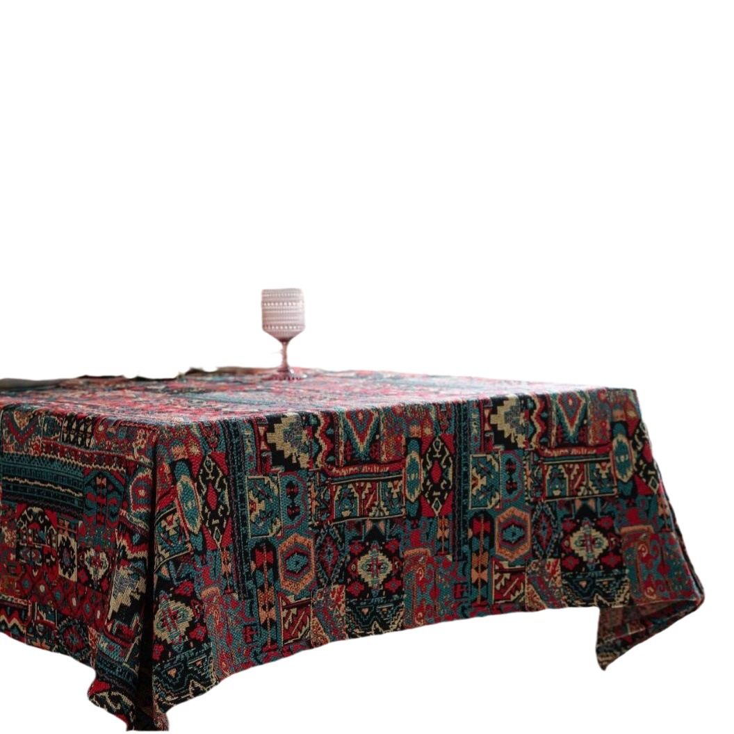 Picture of Yiqi Yun Miao Tablecloth Colorfulful Jacquard Tablecloth Double-Sided Pattern Thick Tablecloth Geometric Bohemian Style